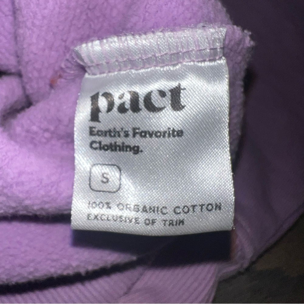 Pact Sweatshirt 100% Organic Cotton "Dreamer" Collegiate Crewneck Purple Small - Picture 6 of 7